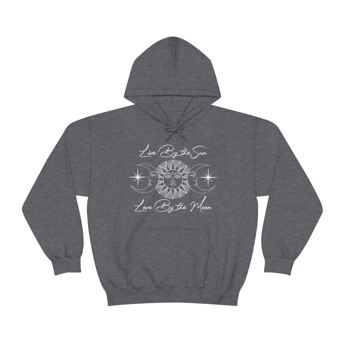 Live By the Sun White Font Unisex Heavy Blend™ Hooded Sweatshirt