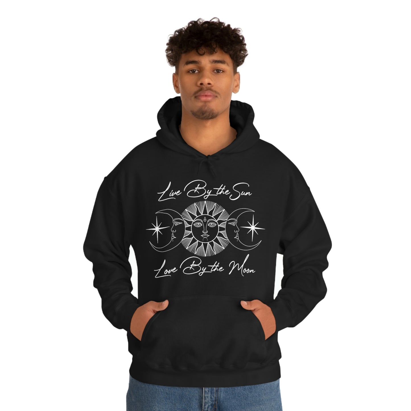 Live By the Sun White Font Unisex Heavy Blend™ Hooded Sweatshirt