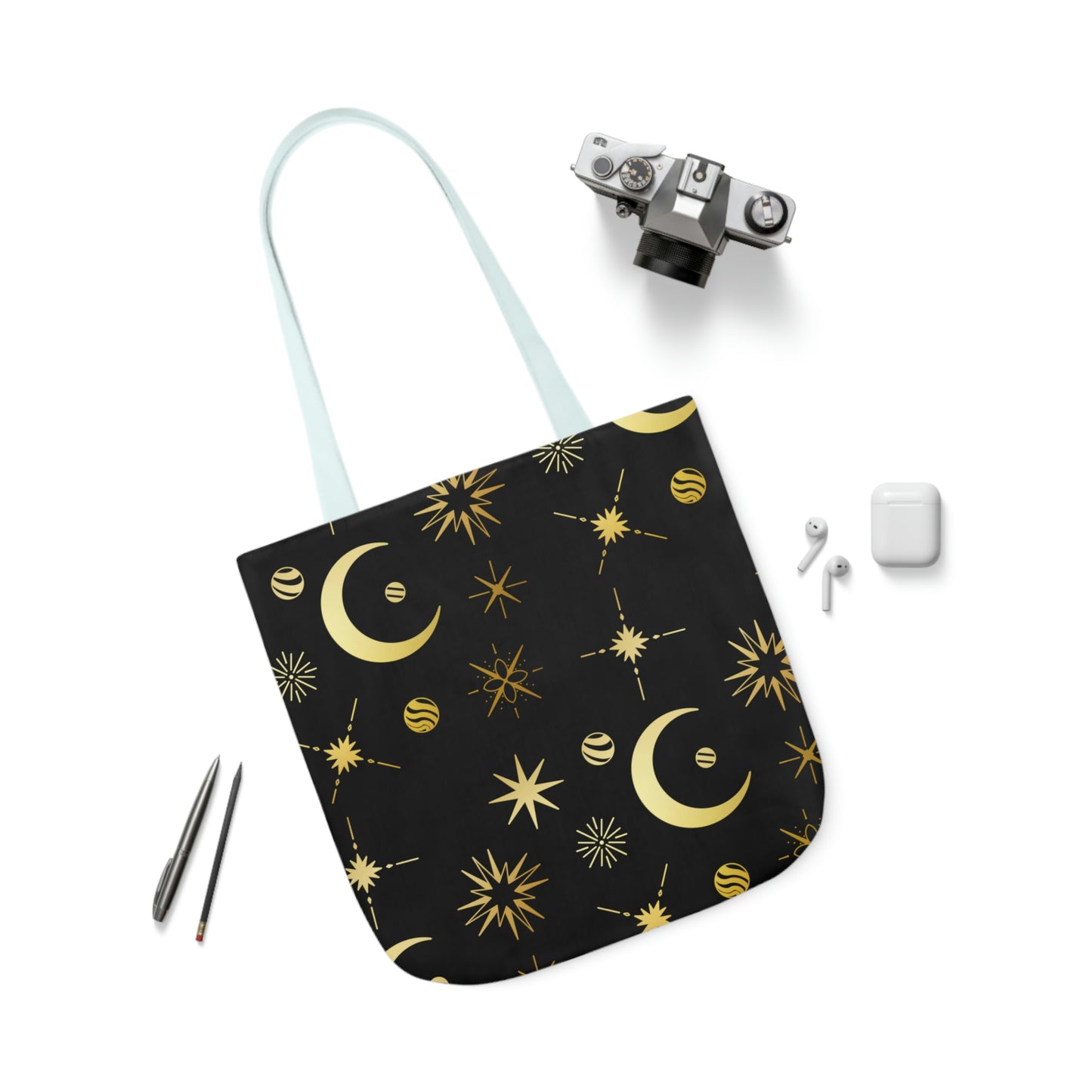 Moon and Stars AOP Polyester Canvas Tote Bag