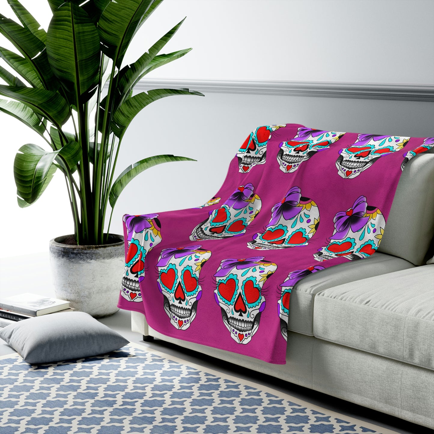 Lady Day of the Dead Velveteen Plush Blanket