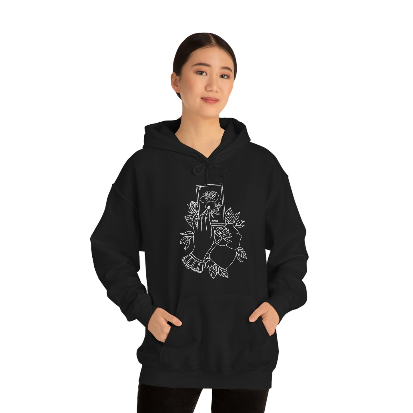 Rosa Card White Lines Unisex Heavy Blend™ Hooded Sweatshirt