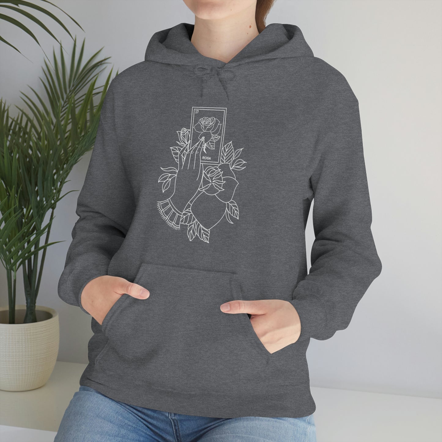 Rosa Card White Lines Unisex Heavy Blend™ Hooded Sweatshirt