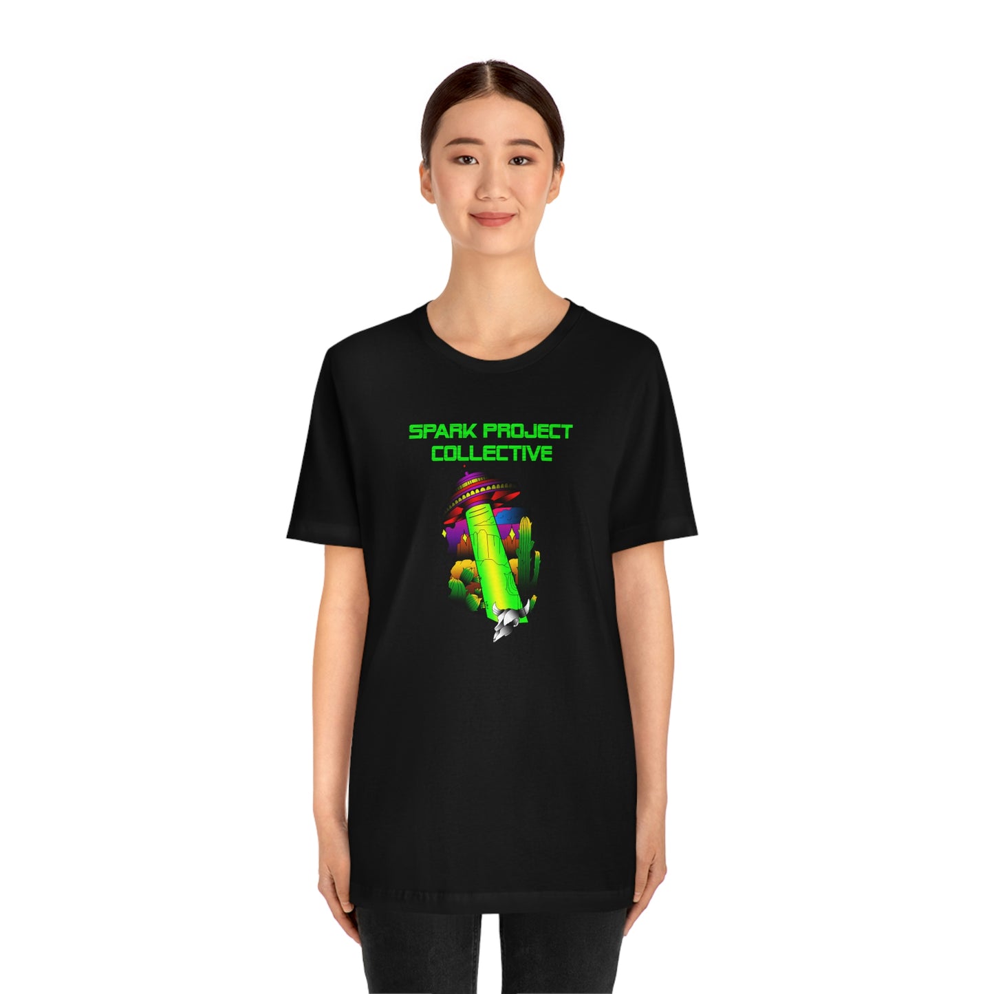 UFO Spark Green Font unisex jersey short sleeve tee