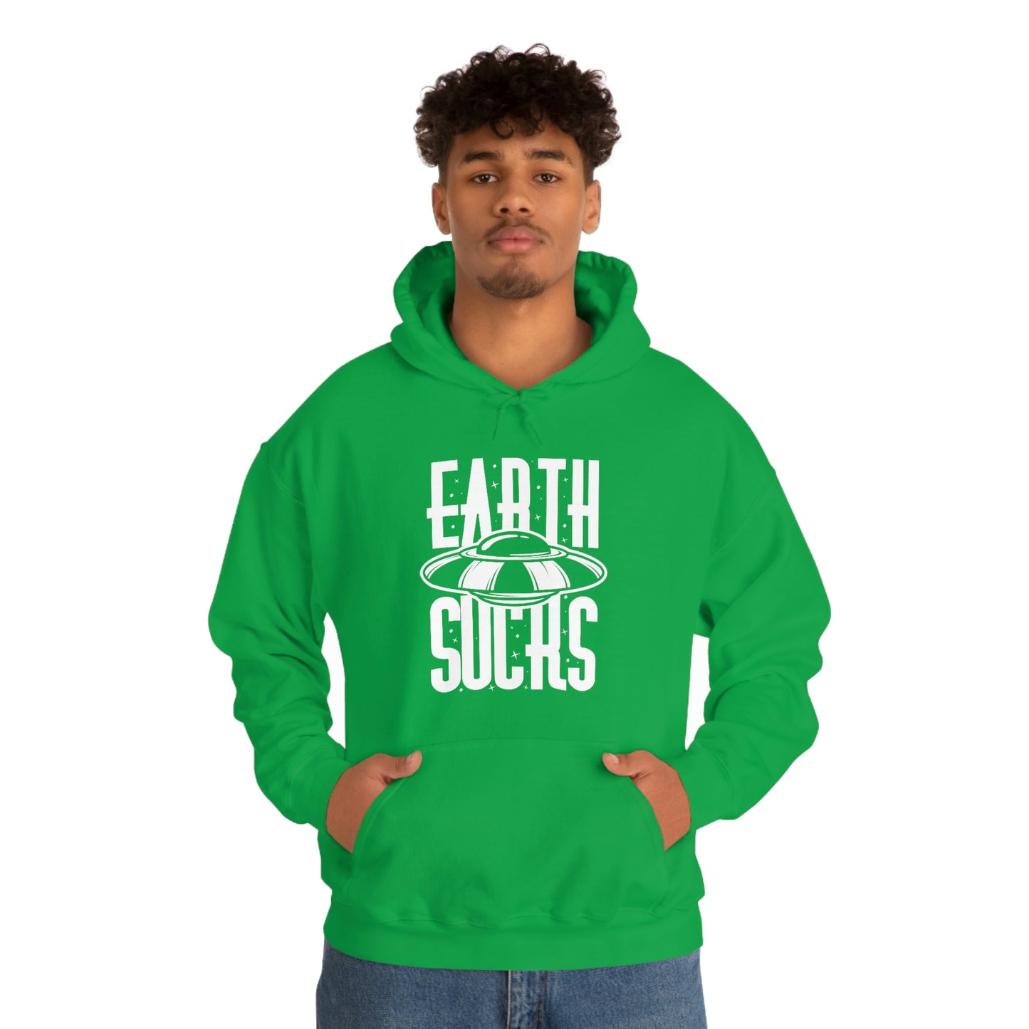 Earth Sucks White Font Unisex Heavy Blend™ Hooded Sweatshirt