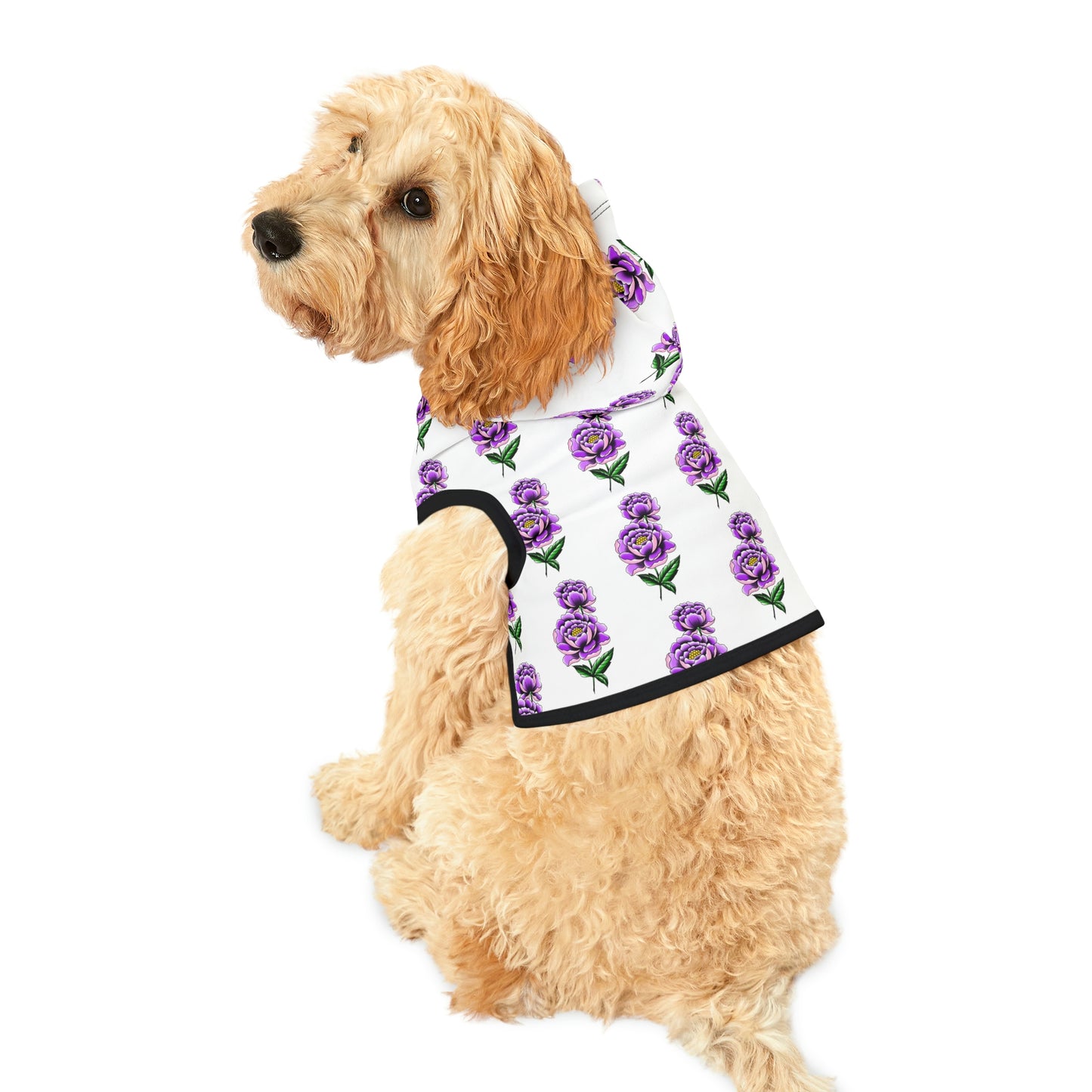 Flower Pattern White Dog Hoodie