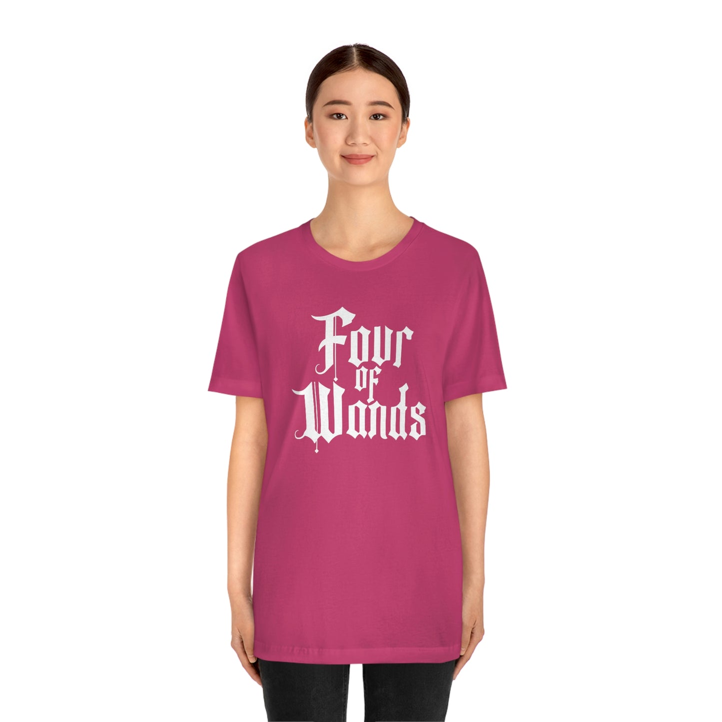 Four of Wands White Logo Unisex Jersey Short Sleeve Tee