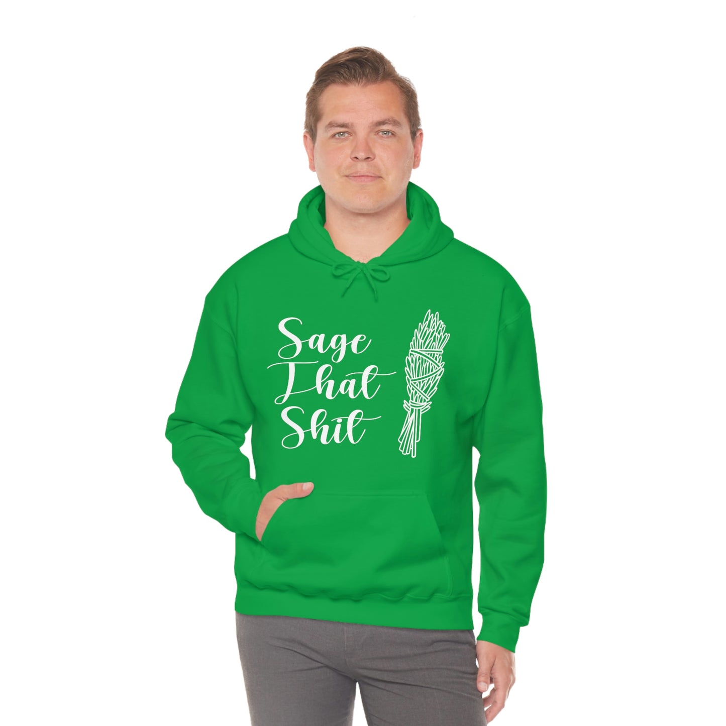 Sage That White Font Unisex Heavy Blend™ Hooded Sweatshirt