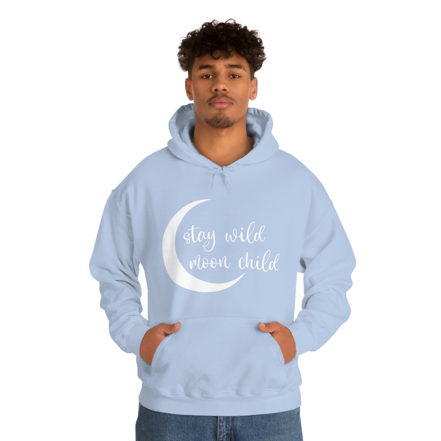 Stay Wild Moon Child White Font Unisex Heavy Blend™ Hooded Sweatshirt