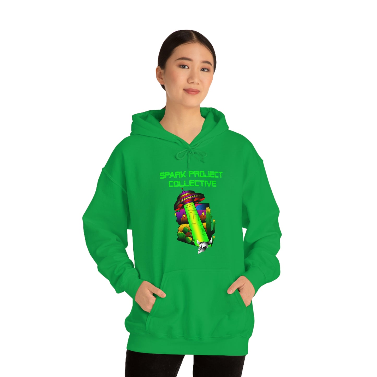 UFO Spark Green Font Unisex Heavy Blend™ Hooded Sweatshirt