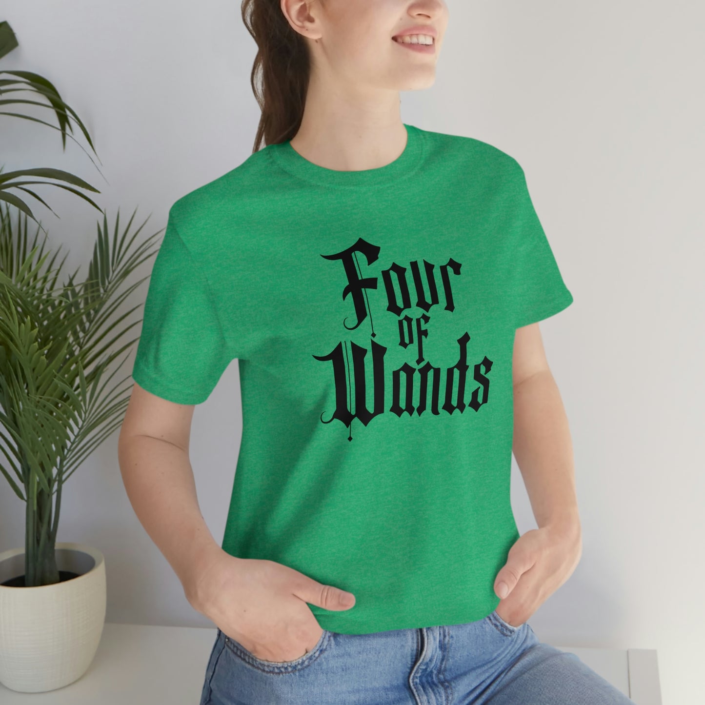 Four of Wands Black Logo Unisex Jersey Short Sleeve Tee