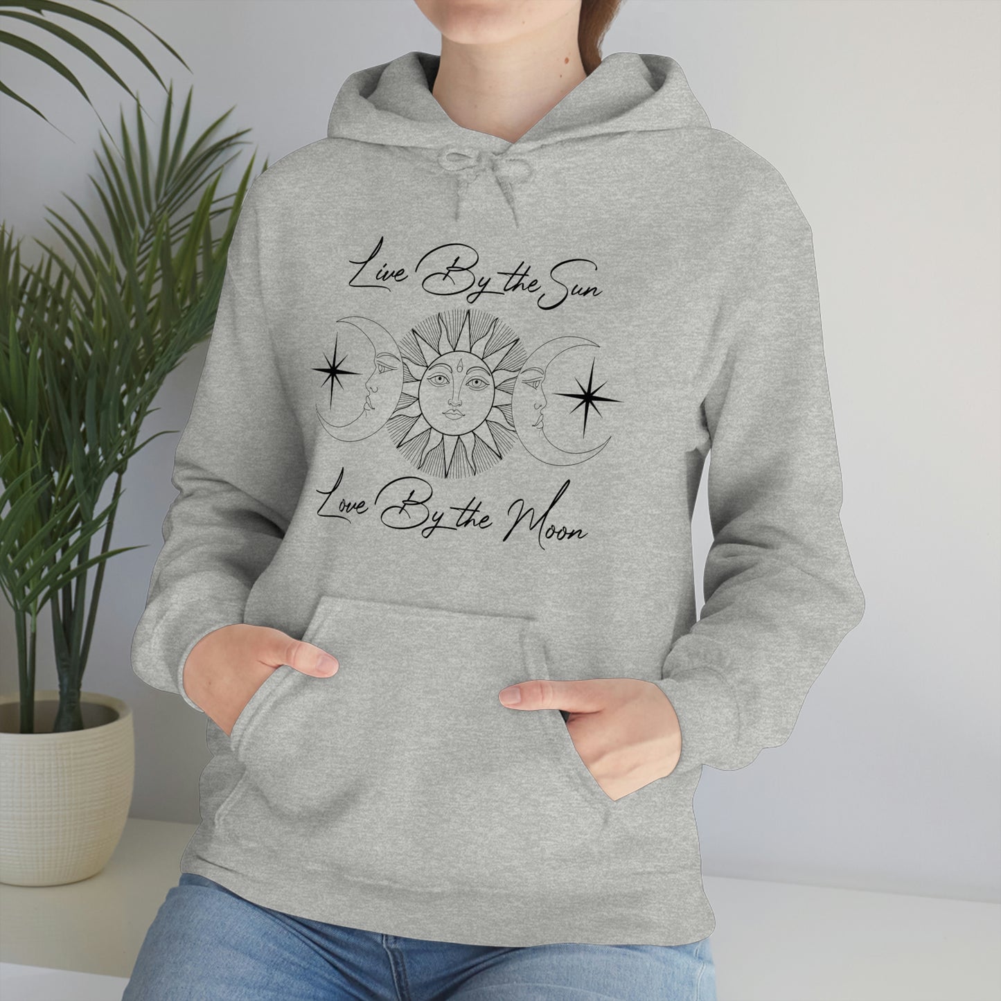 Live by The Sun Black Font Unisex Heavy Blend™ Hooded Sweatshirt