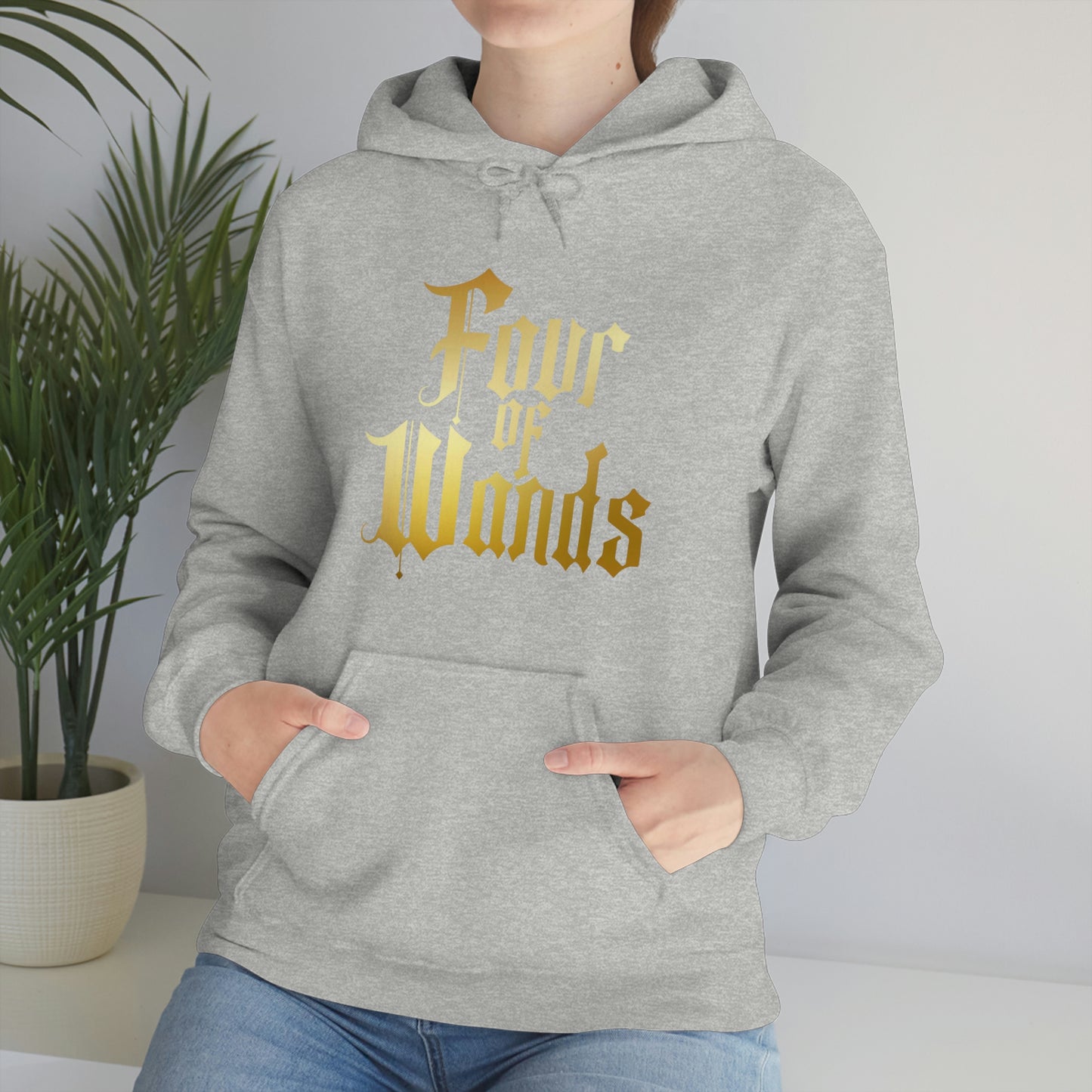 Four of Wands Gold Logo Unisex Heavy Blend™ Hooded Sweatshirt