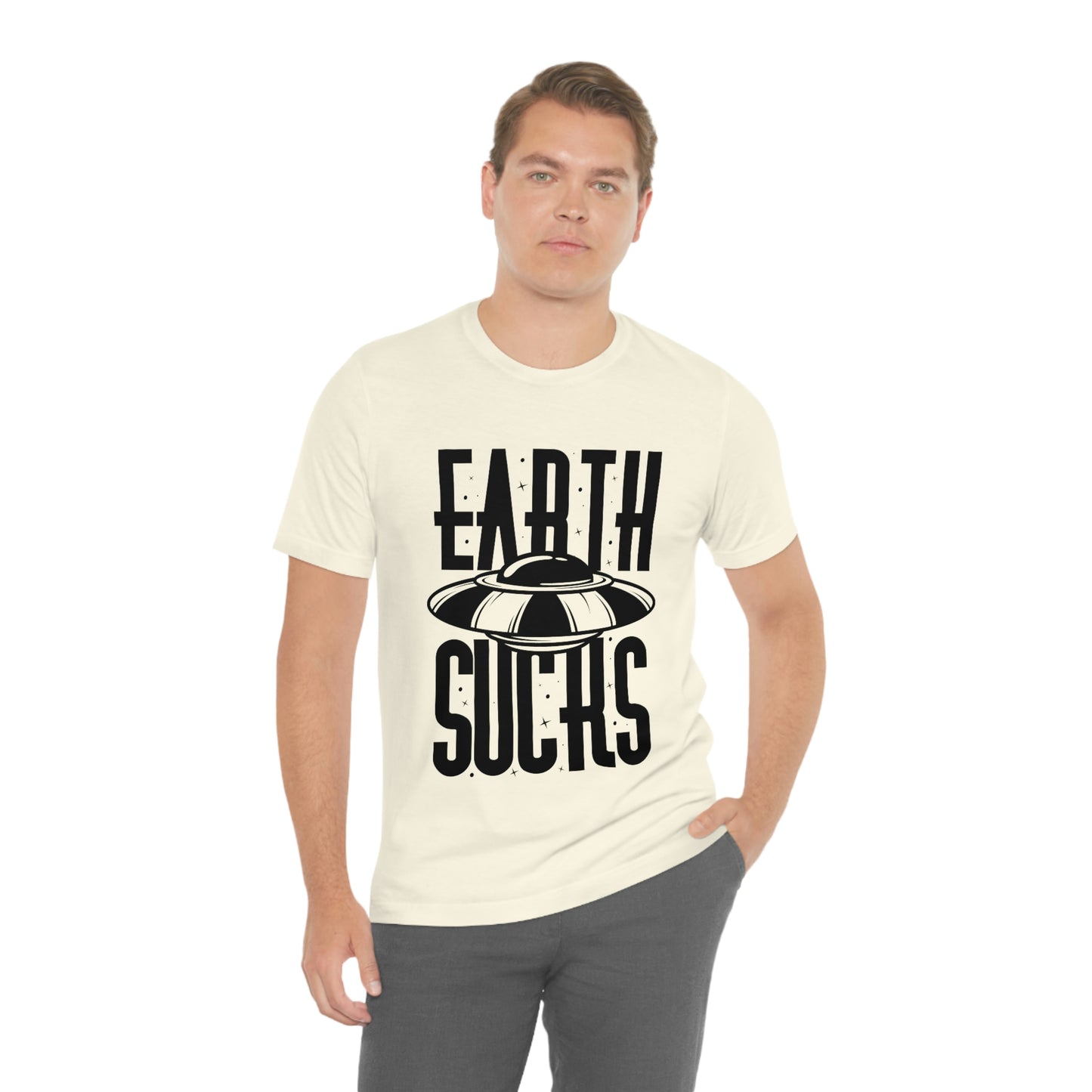 Earth Sucks Black Font Unisex Jersey Short Sleeve Tee