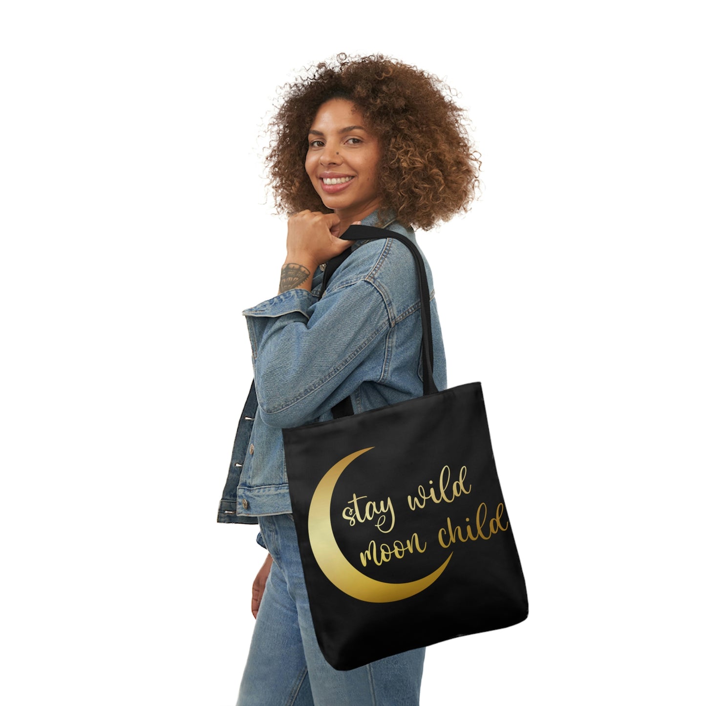 Stay Wild Moon Child AOP Polyester Canvas Tote Bag