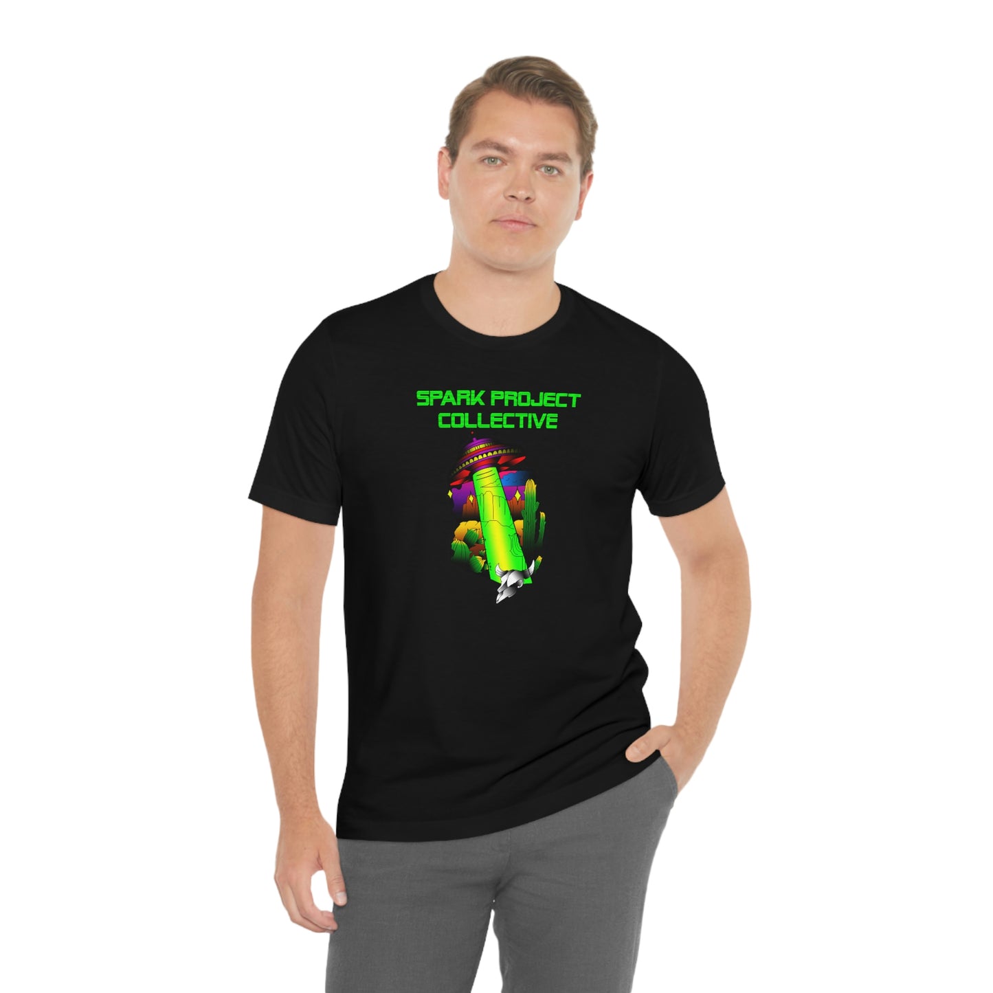 UFO Spark Green Font unisex jersey short sleeve tee