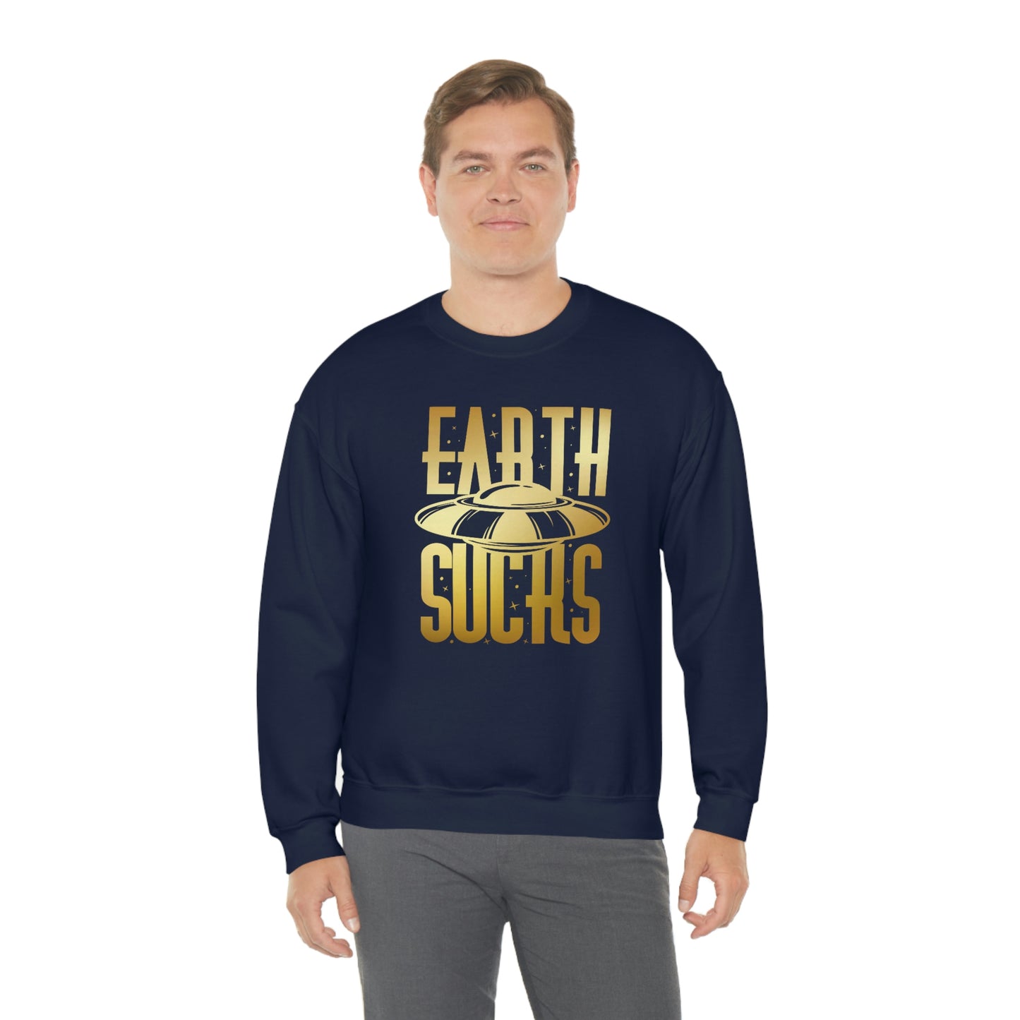 Earth Sucks Gold Font unisex heavy blend crewneck sweatshirt