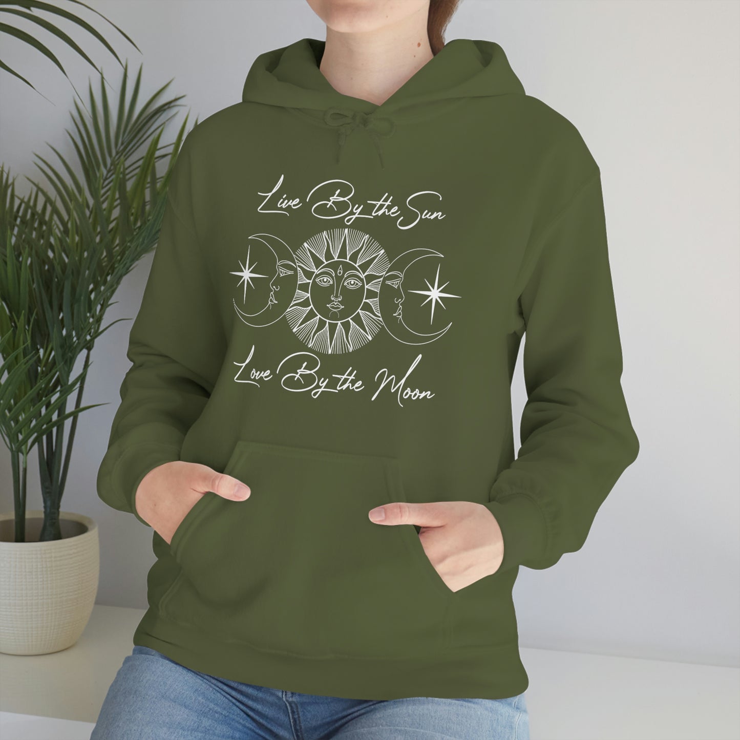 Live By the Sun White Font Unisex Heavy Blend™ Hooded Sweatshirt