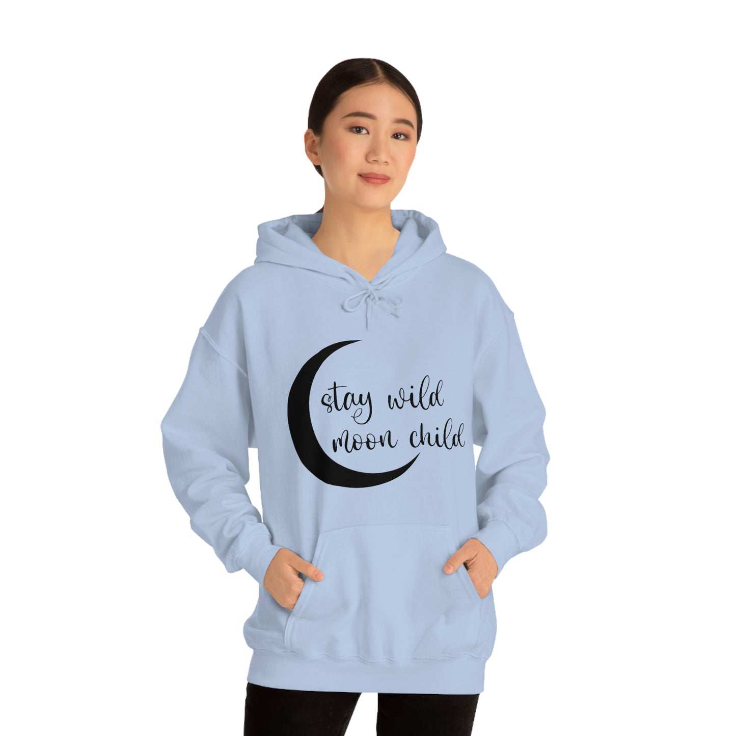 Stay Wild Moon Child Black Font Unisex Heavy Blend™ Hooded Sweatshirt