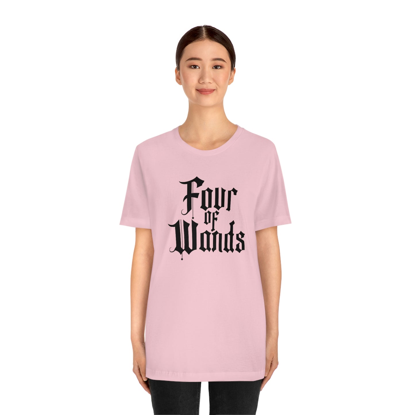 Four of Wands Black Logo Unisex Jersey Short Sleeve Tee