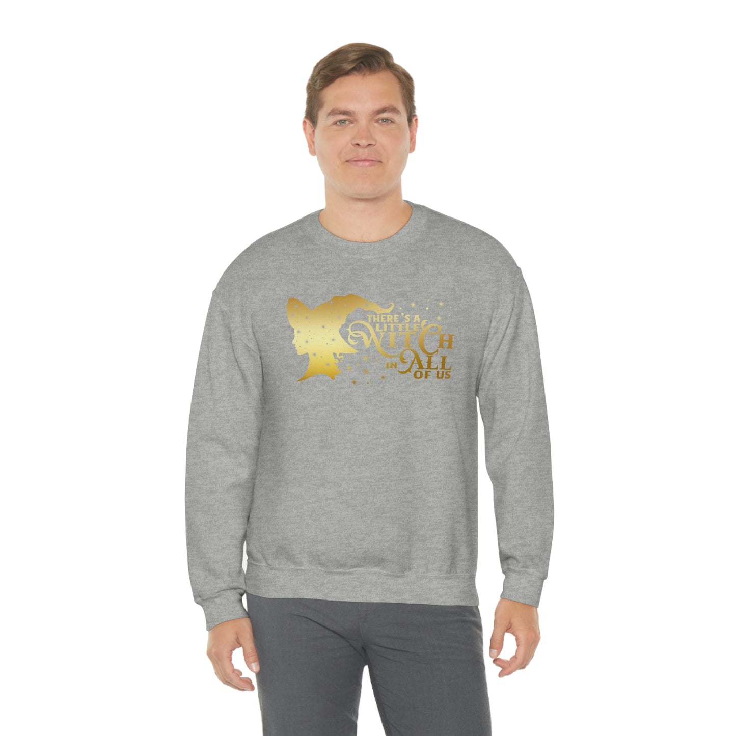 Witch In All of Us Gold Font Black unisex heavy blend crewneck sweatshirt