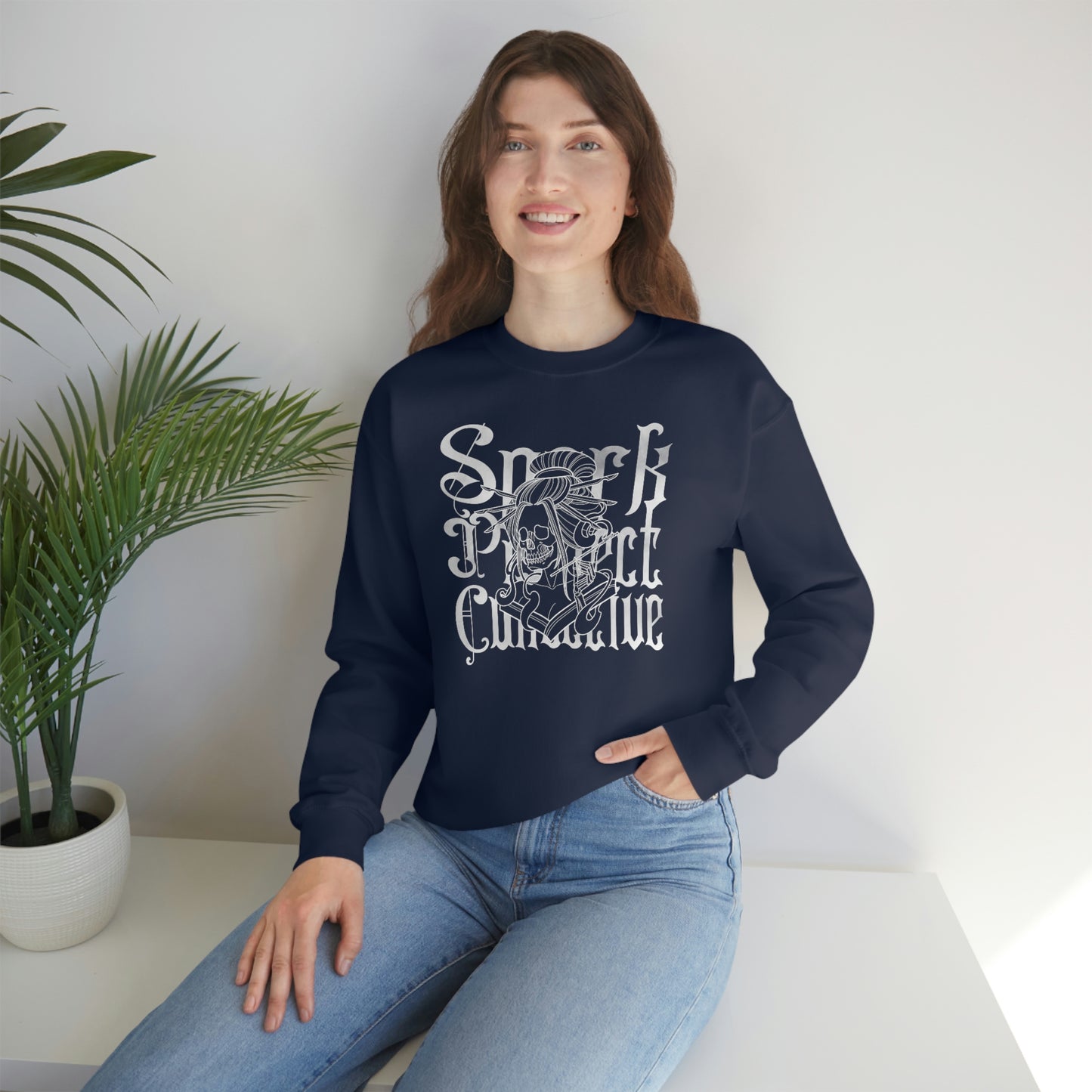 Japanese Spark White Font unisex heavy blend crewneck sweatshirt