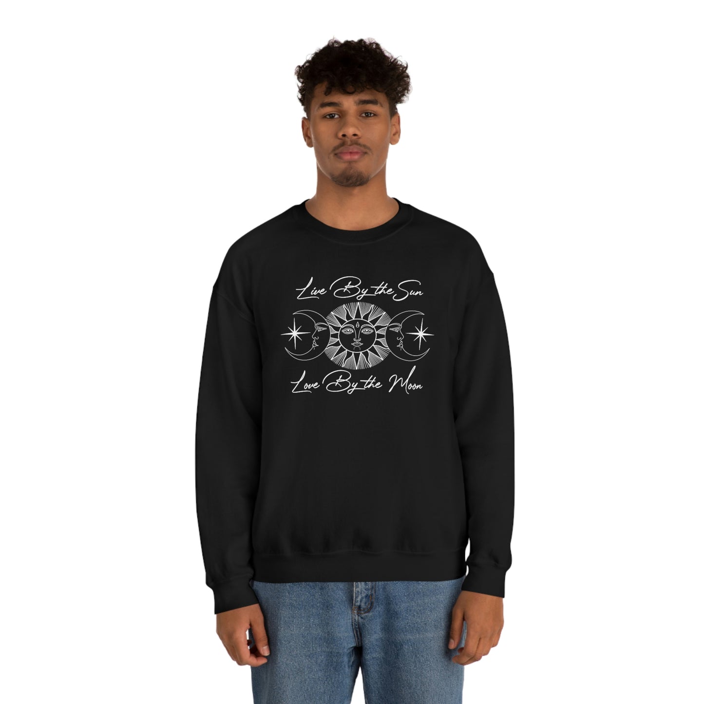 Live by The Sun White Font unisex heavy blend crewneck sweatshirt