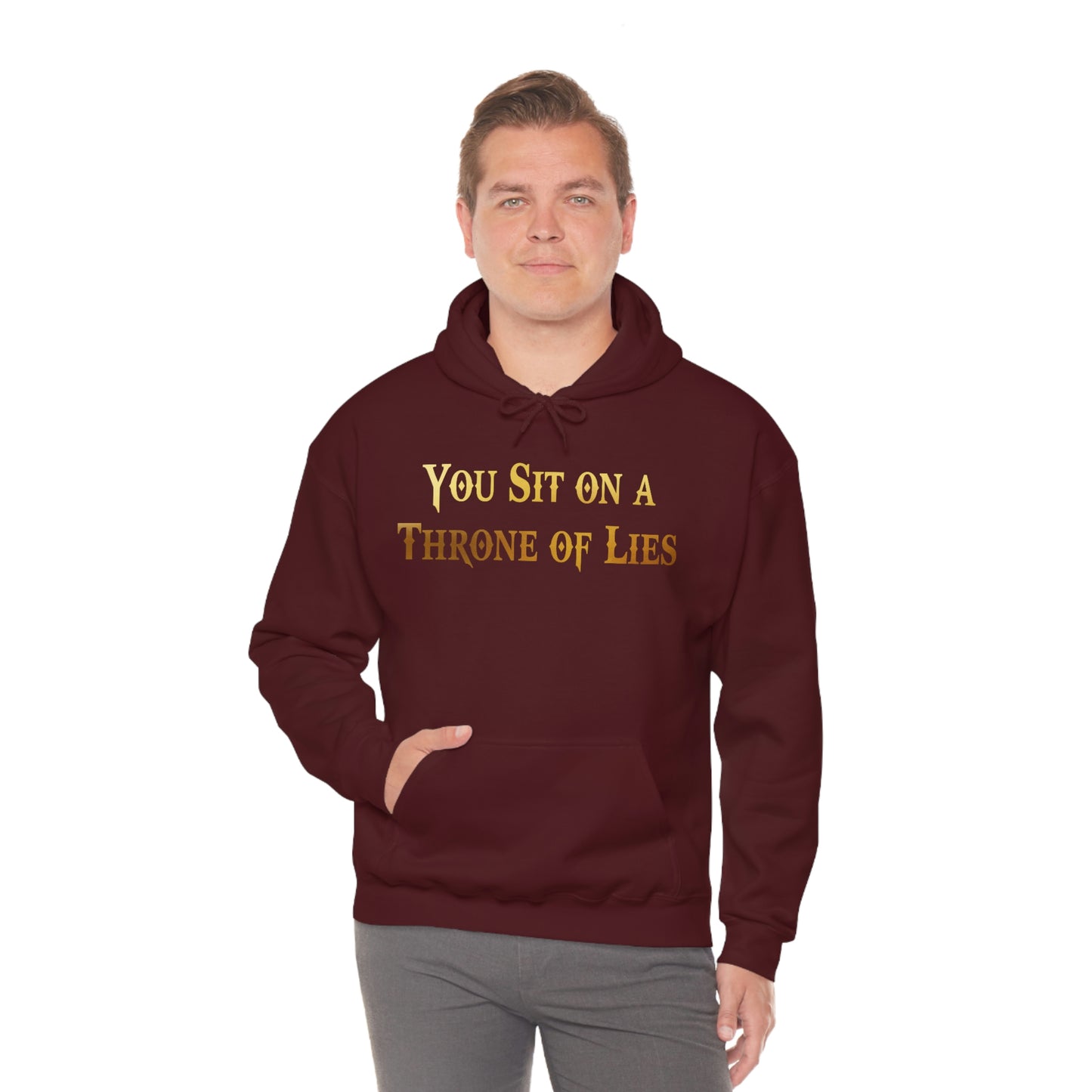 You Sit on A Throne of Lies Gold Font Unisex Heavy Blend™ Hooded Sweatshirt