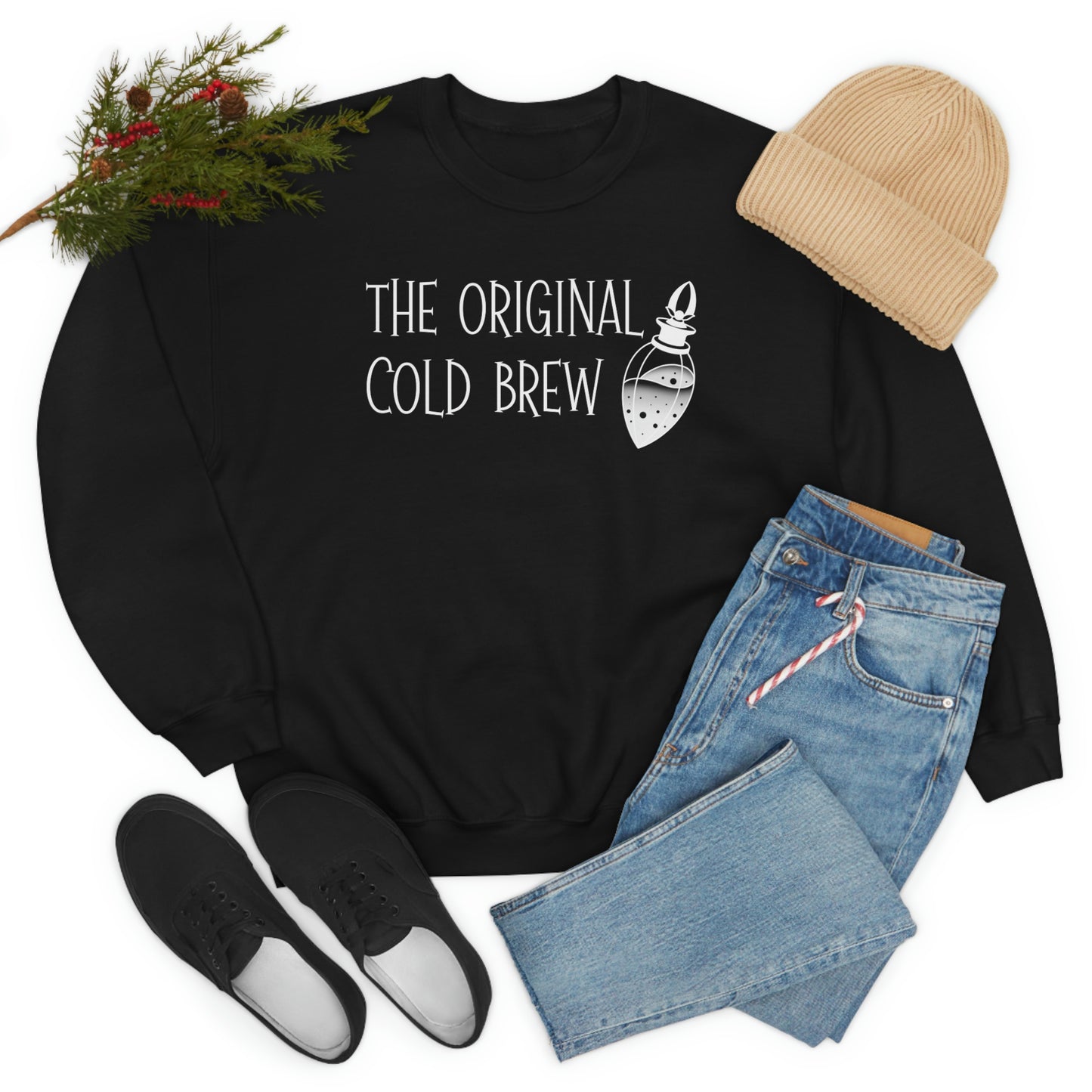 The Original Cold Brew White Font unisex heavy blend crewneck sweatshirt