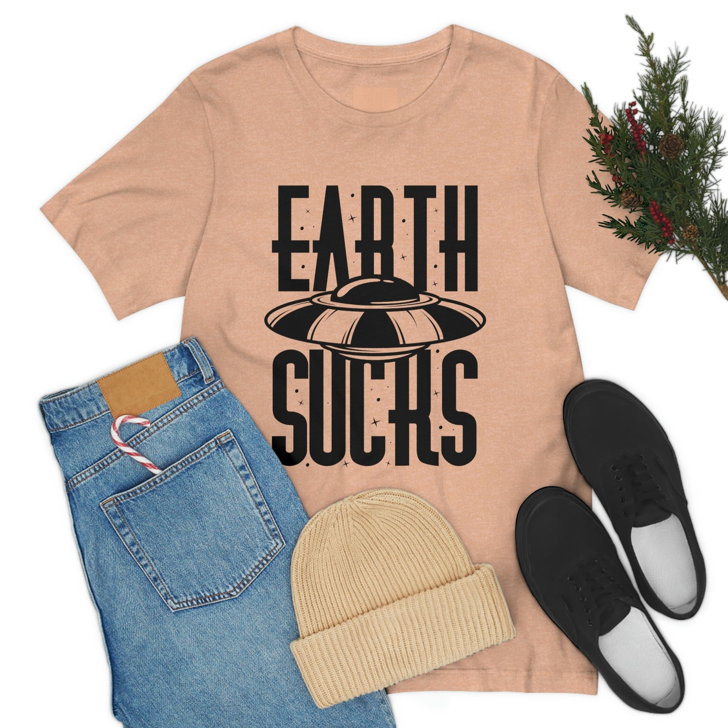 Earth Sucks Black Font Unisex Jersey Short Sleeve Tee