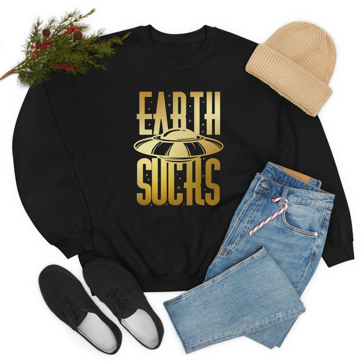 Earth Sucks Gold Font unisex heavy blend crewneck sweatshirt