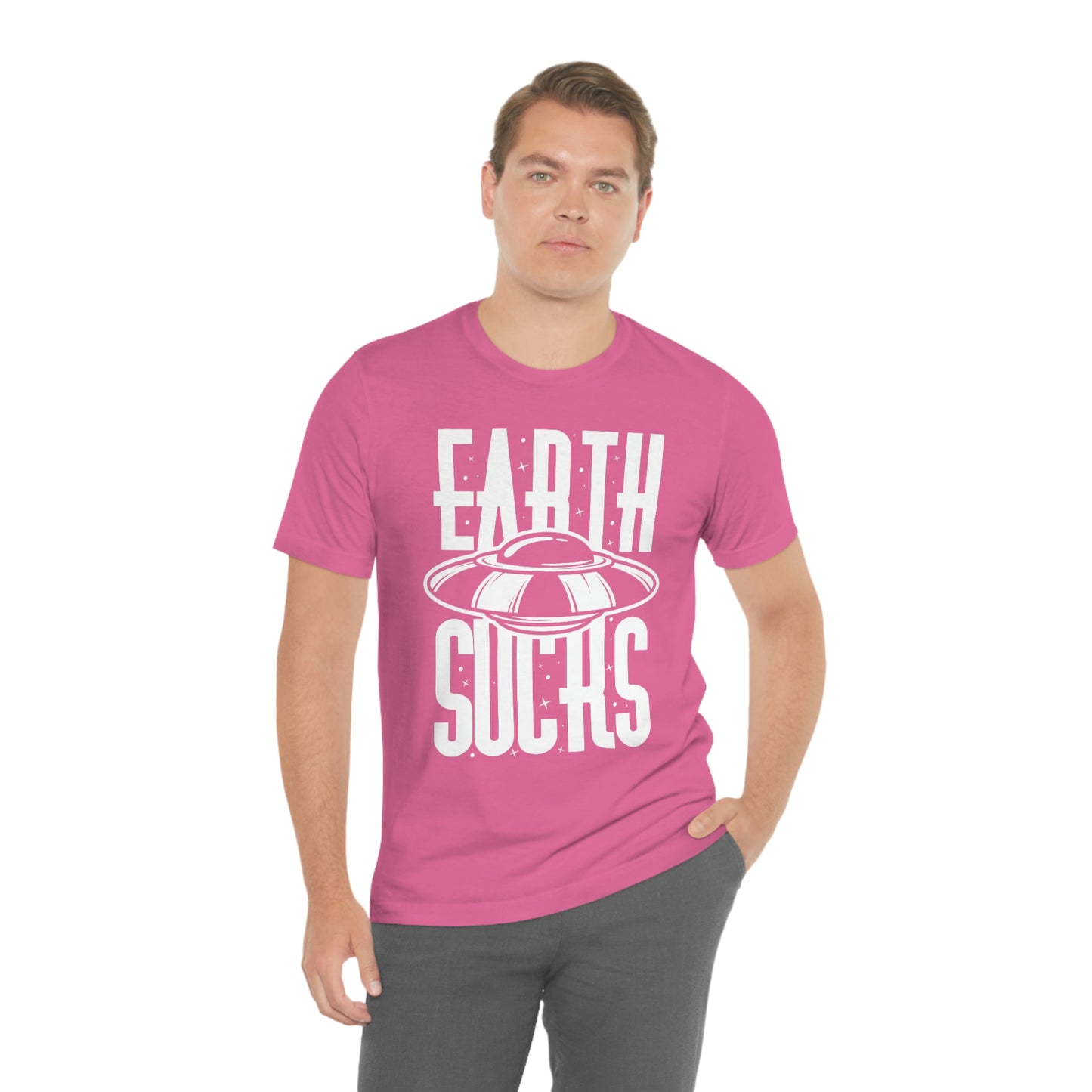 Earth Sucks White Font Unisex Jersey Short Sleeve Tee