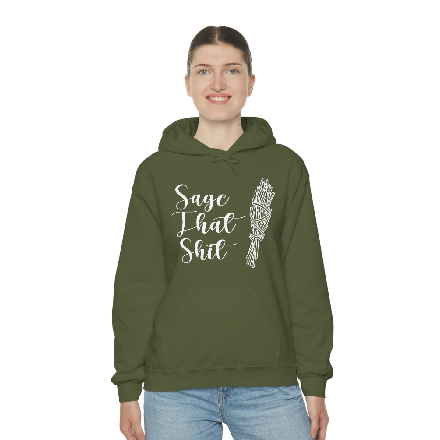 Sage That White Font Unisex Heavy Blend™ Hooded Sweatshirt