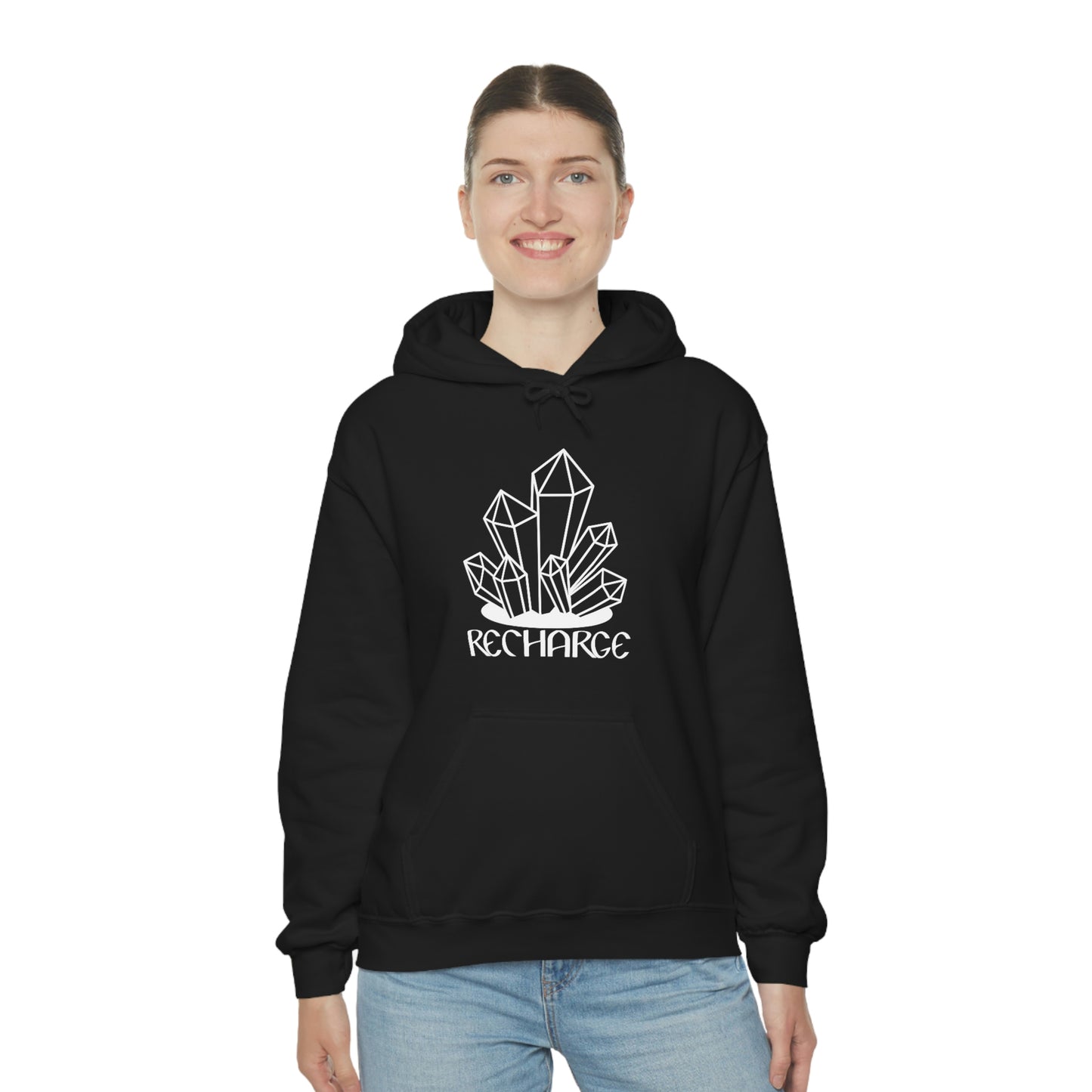 Recharge White Font Unisex Heavy Blend™ Hooded Sweatshirt