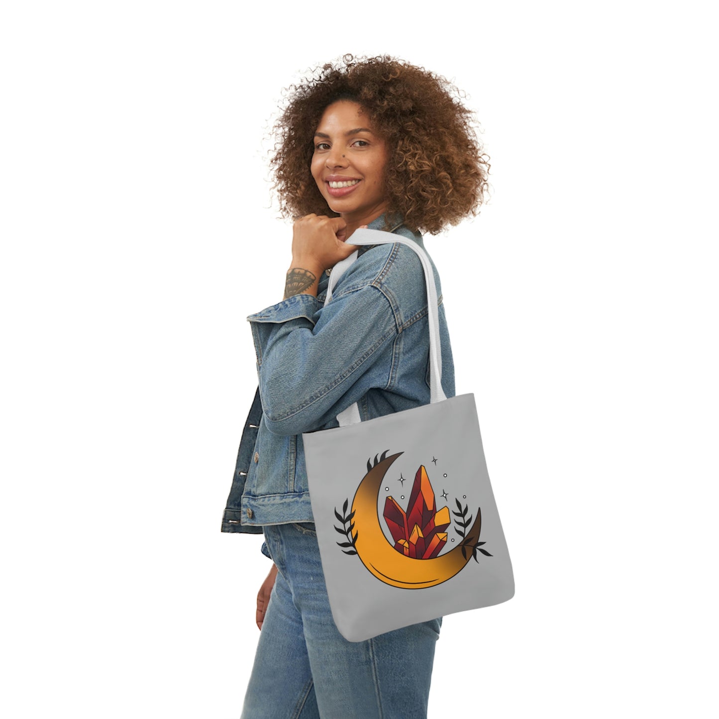 Moon and Orange Crystal AOP Polyester Canvas Tote Bag