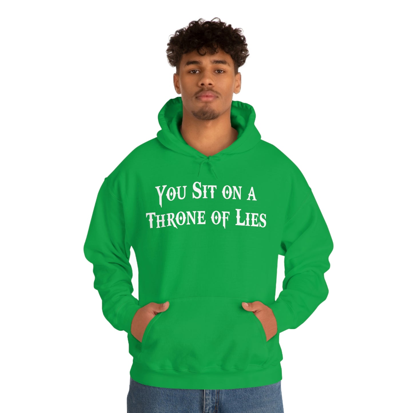 You Sit on A Throne of Lies White Font Unisex Heavy Blend™ Hooded Sweatshirt