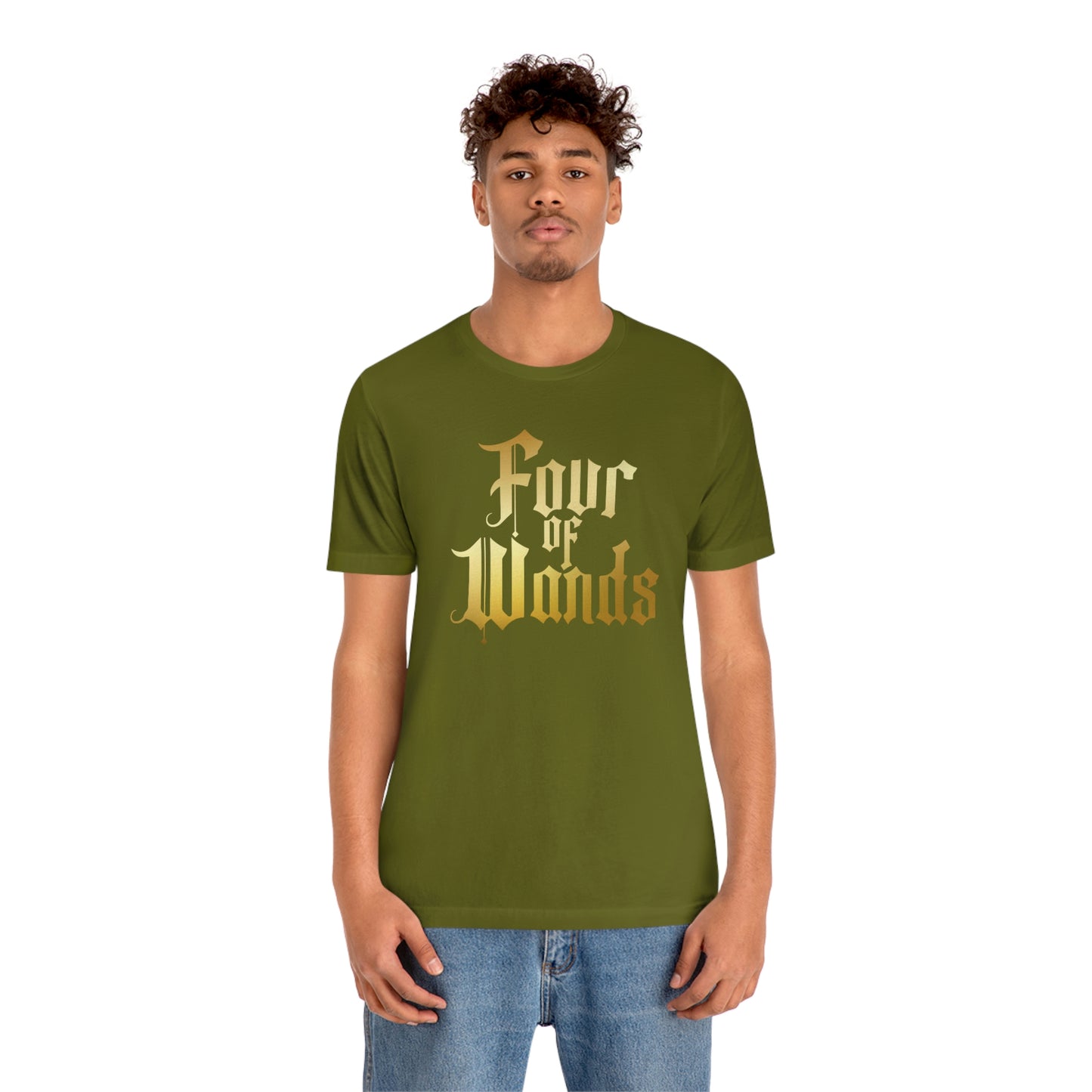 Four of Wands Gold Logo Unisex Jersey Short Sleeve Tee