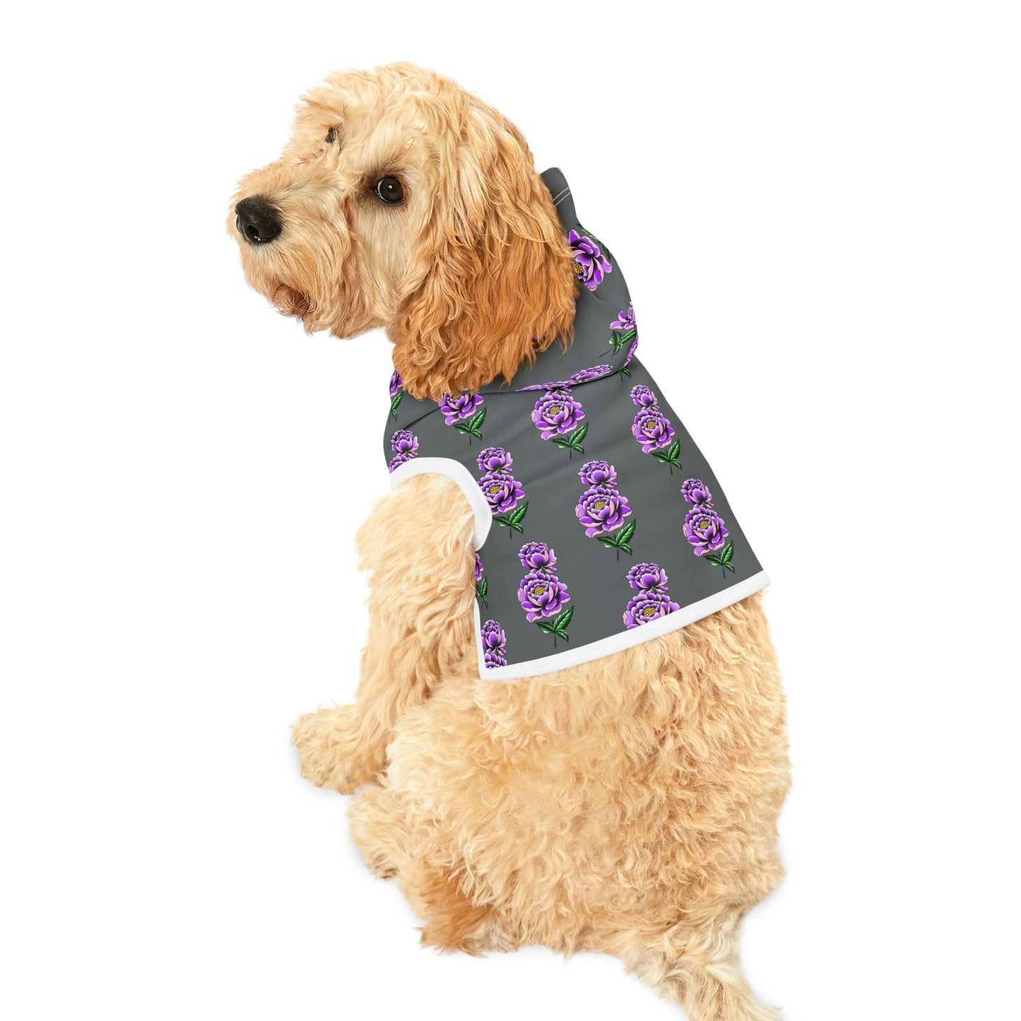 Flower Pattern Dk Grey Dog Hoodie