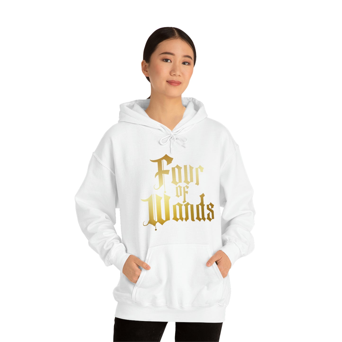 Four of Wands Gold Logo Unisex Heavy Blend™ Hooded Sweatshirt