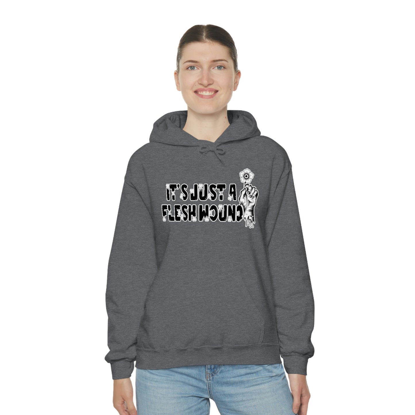 It's Just A Flesh Wound Dark Unisex Heavy Blend™ Hooded Sweatshirt