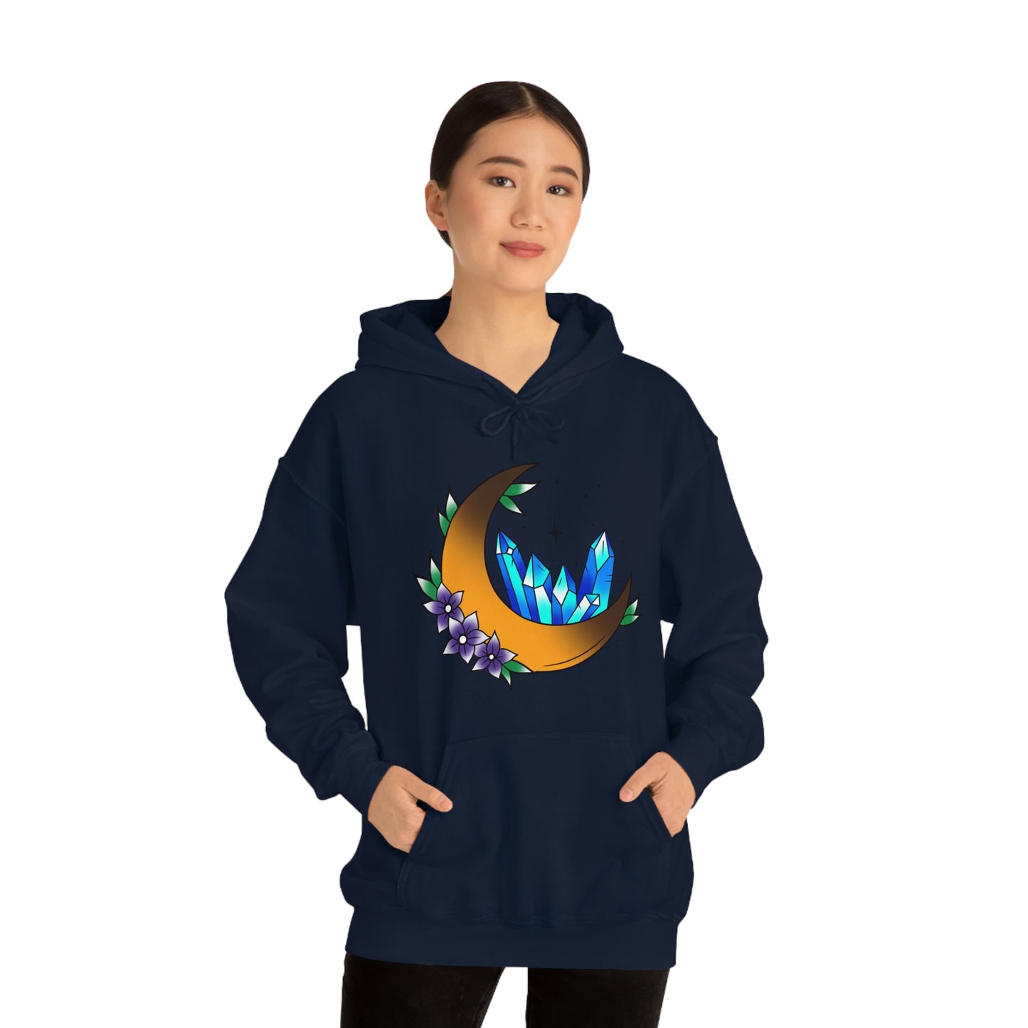 Blue Crystal Flower Unisex Heavy Blend™ Hooded Sweatshirt