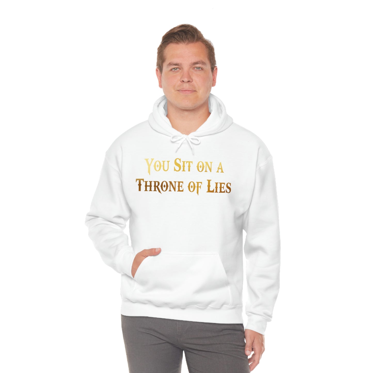 You Sit on A Throne of Lies Gold Font Unisex Heavy Blend™ Hooded Sweatshirt