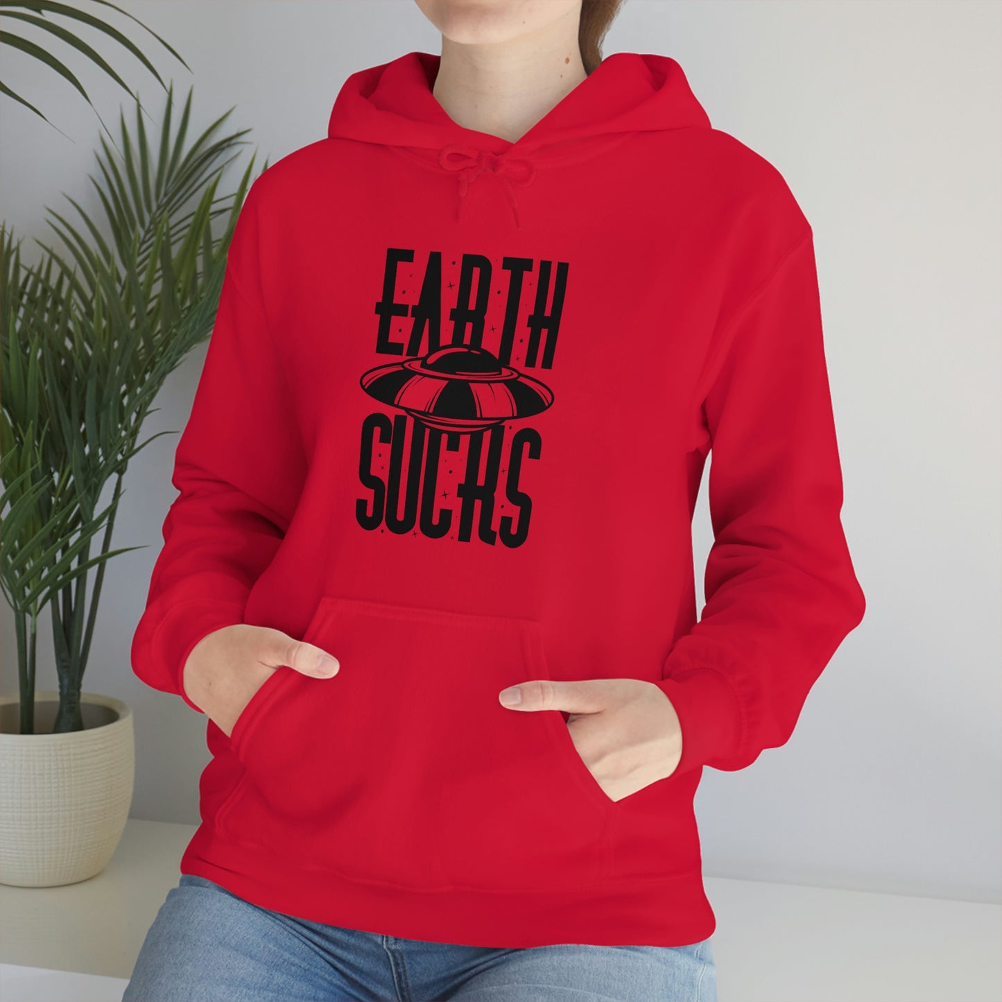 Earth Sucks Black Font Unisex Heavy Blend™ Hooded Sweatshirt