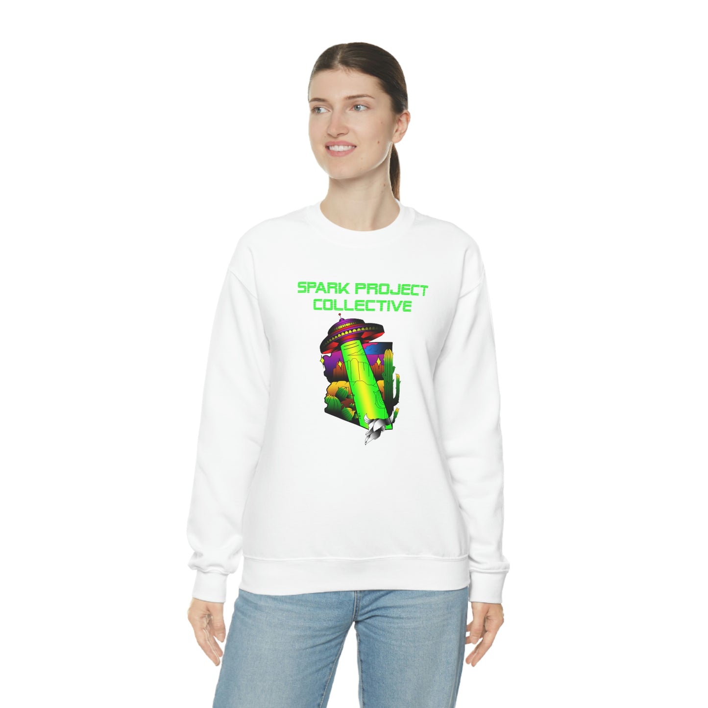 UFO Spark Green Font unisex heavy blend crewneck sweatshirt