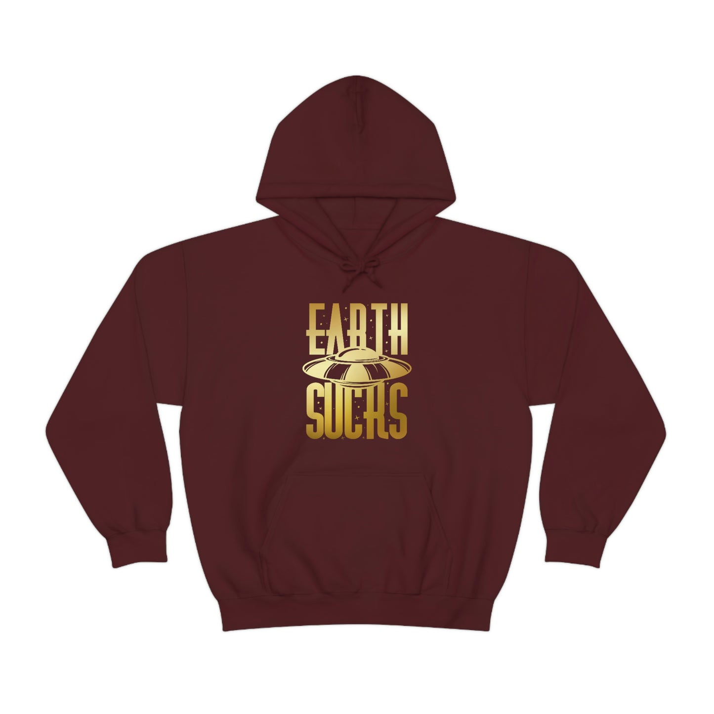 Earth Sucks Gold Font Unisex Heavy Blend™ Hooded Sweatshirt