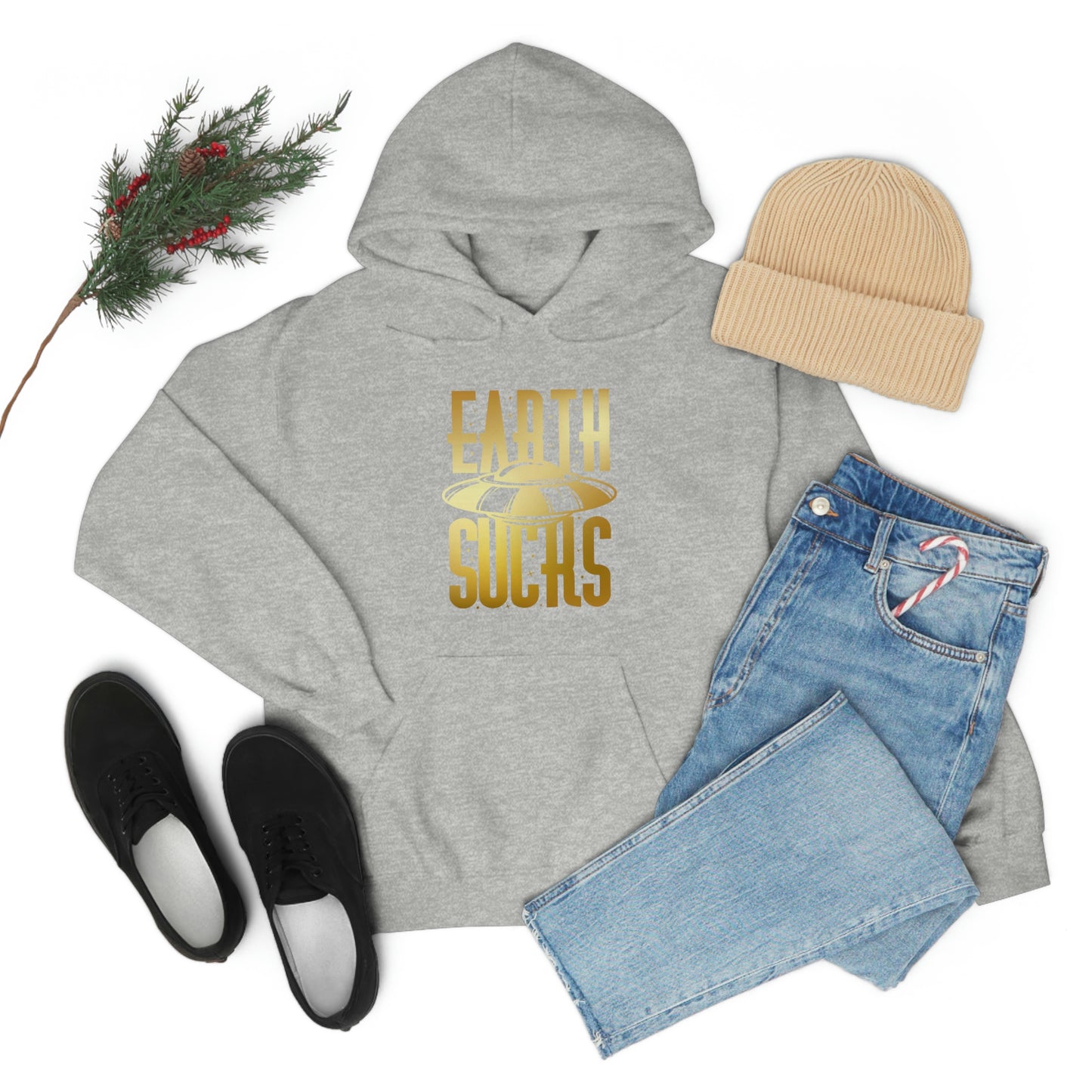 Earth Sucks Gold Font Unisex Heavy Blend™ Hooded Sweatshirt