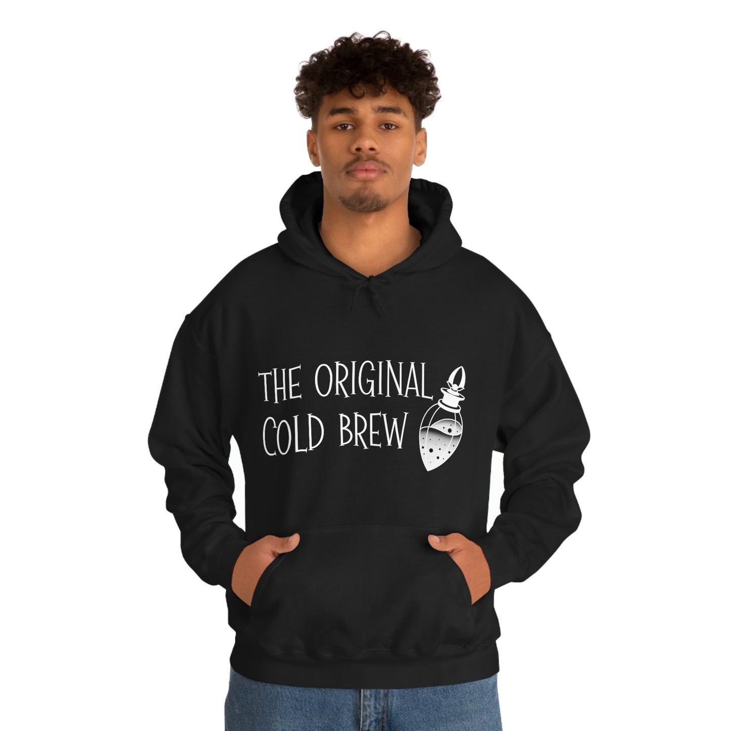 The Original Cold Brew White Font Unisex Heavy Blend™ Hooded Sweatshirt