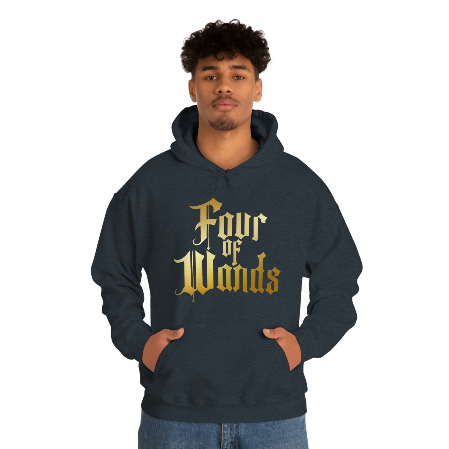 Four of Wands Gold Logo Unisex Heavy Blend™ Hooded Sweatshirt