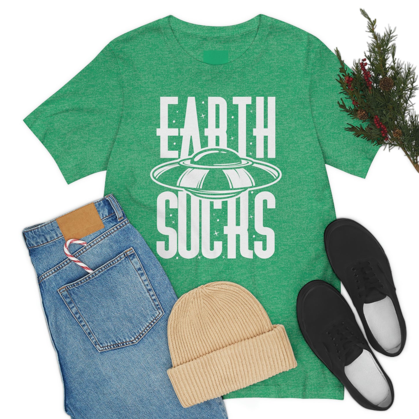 Earth Sucks White Font Unisex Jersey Short Sleeve Tee