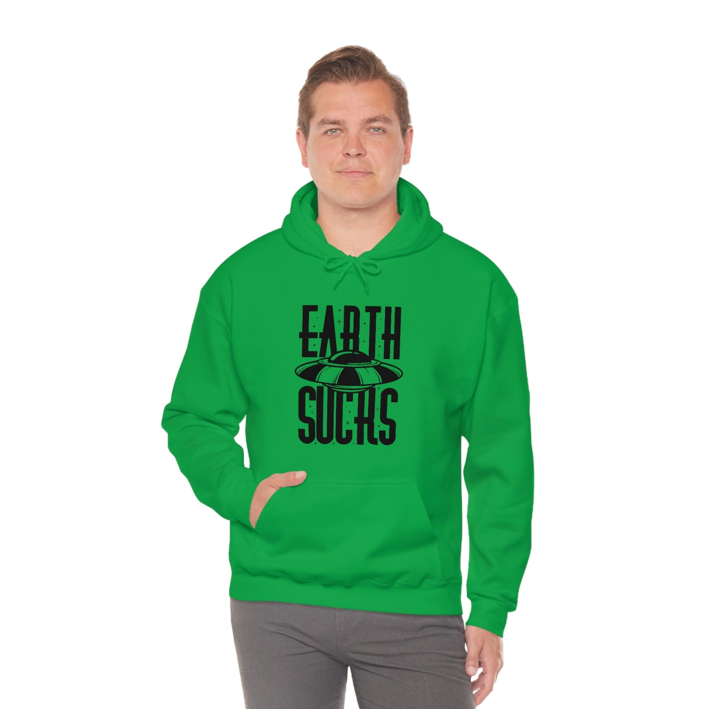 Earth Sucks Black Font Unisex Heavy Blend™ Hooded Sweatshirt