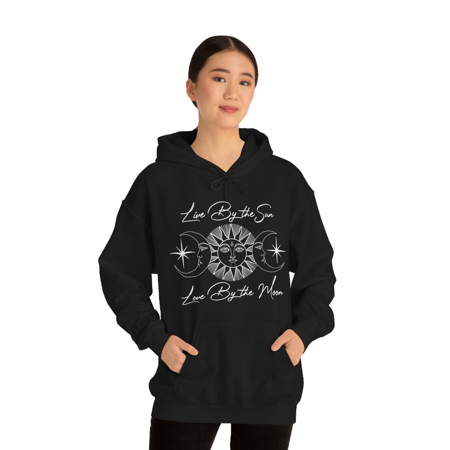 Live By the Sun White Font Unisex Heavy Blend™ Hooded Sweatshirt